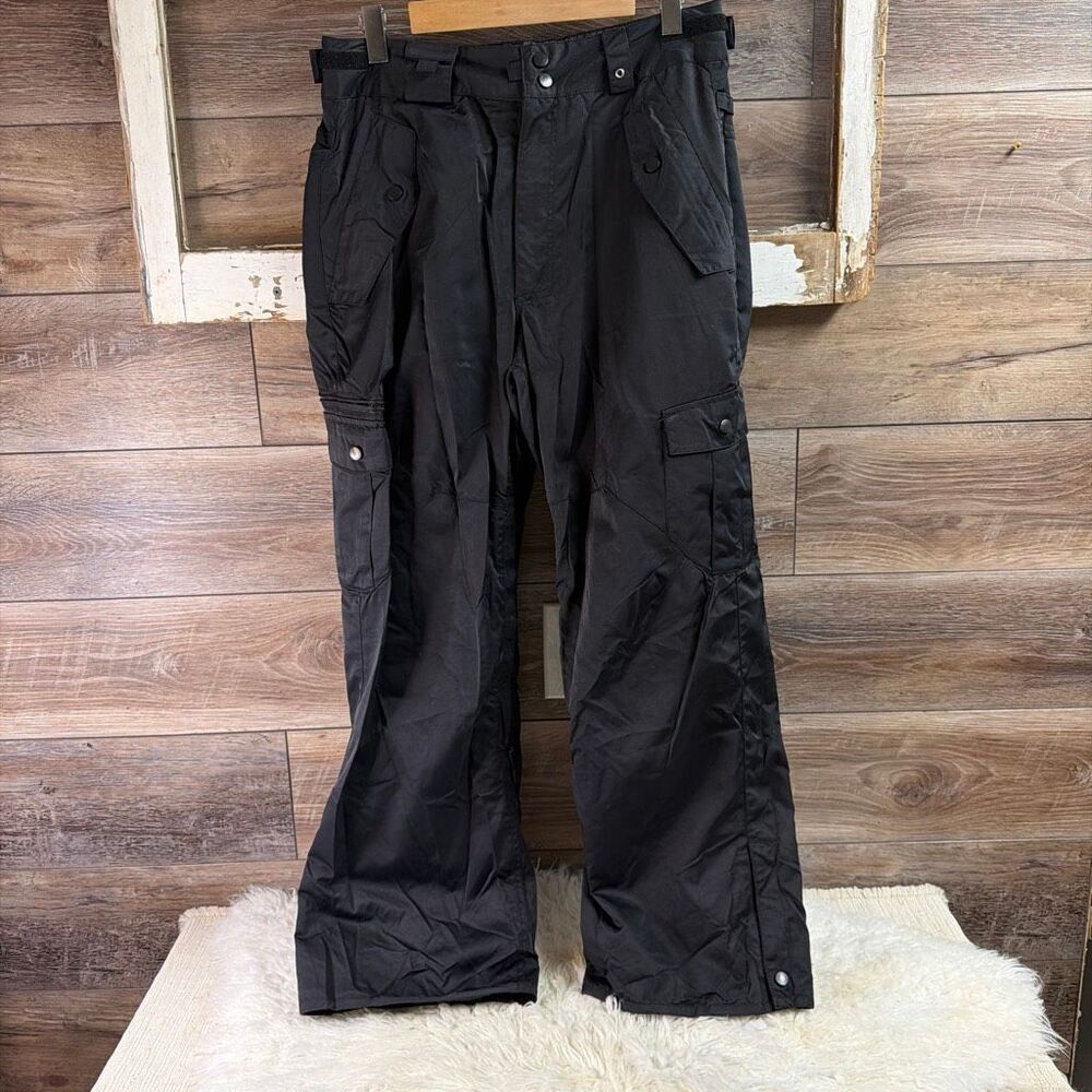 Vintage Parkside Cargo Pants L Black Nylon Utility Gorpcore Techwear Workwear